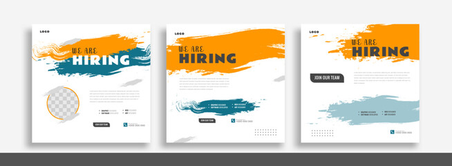 We are hiring job vacancy social media post banner design template. We are hiring job vacancy square web banner design.	