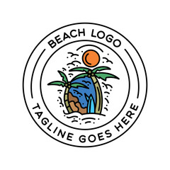 Beach Logo Design Emblem Vector illustration badge symbol icon