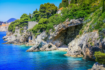 Fototapeta na wymiar Elaphiti islands, turquoise adriatic beach in Dalmatia, Croatia
