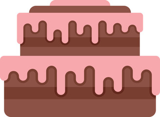 Sweet cake icon flat vector. Cream food. Happy anniversary isolated