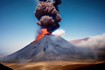 Active Volcano Eruption, Showing the Raw Power and Destruction of Nature, Generated by AI