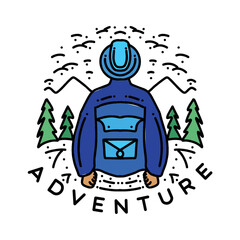 adventure illustration Monoline Vector Logo, vacation vintage badge, creative emblem Design For Business