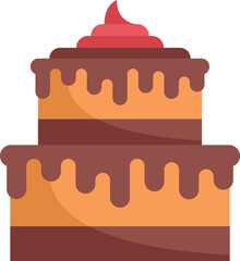 Wedding cake icon flat vector. Happy anniversary. Sweet cream isolated