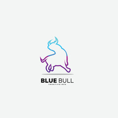 bull line art design gradient color