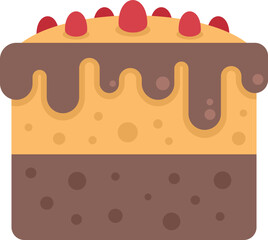 Cake piece icon flat vector. Birthday anniversary. Sweet cream isolated