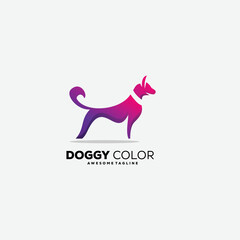 doggy logo gradient colorful design template icon
