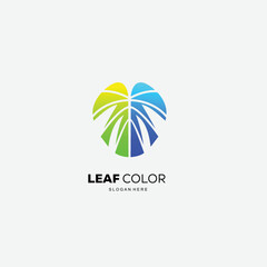 monstera gradient colorful vector logo illustration © Norin