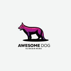mascot dog logo gradient color illustration