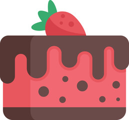 Candy cake icon flat vector. Anniversary decoration. Sweet cream isolated
