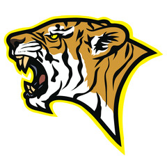 Tiger Head Logo Roaring Esport Sports Mascot Design Vector Illustration Art Template