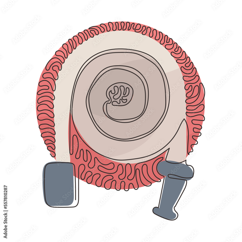 Poster single continuous line drawing fire hose logo in trendy style. suitable for many purposes. firefight