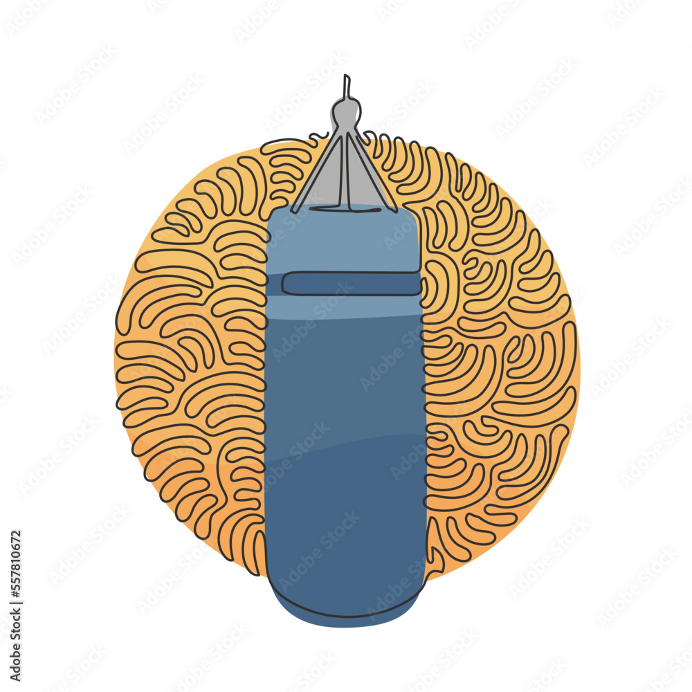Aufkleber continuous one line drawing punching bag isolated. hitting bag for boxing training. boxing equipment