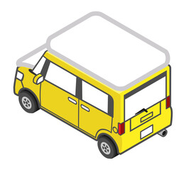 Yellow car with snow, perspective view