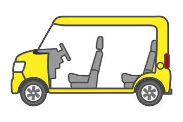 Yellow car inside view