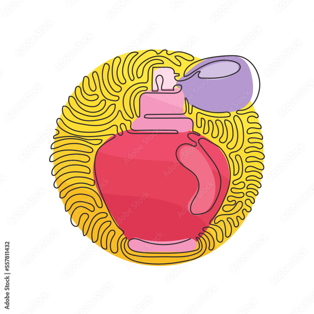 Poster continuous one line drawing perfume flacons and bottles. cosmetics icons. perfume flat design cosmet