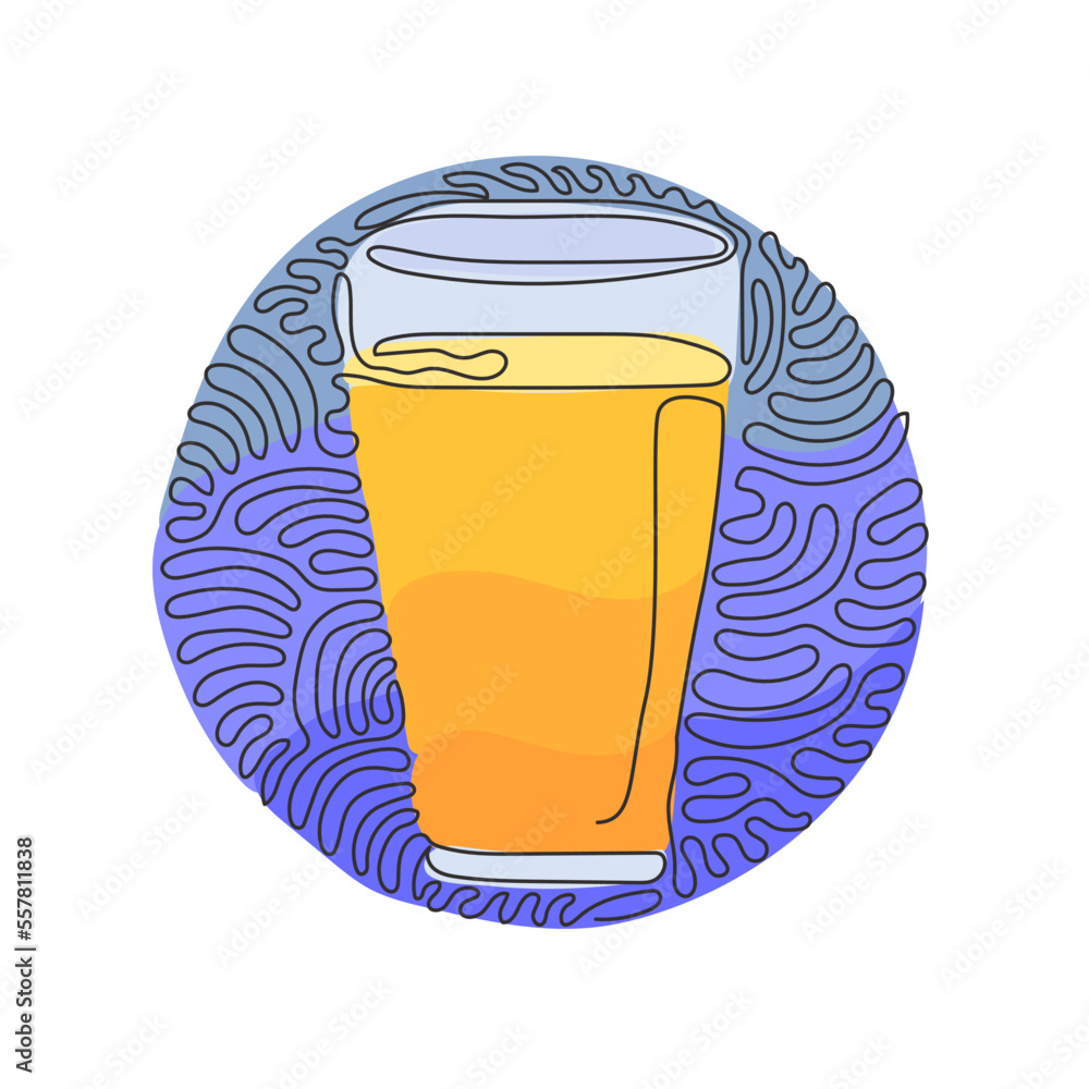 Aufkleber continuous one line drawing soft drink in glass. cold soda to crave for refreshing feeling. drink to