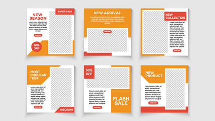 Set of Editable minimal square banner template. Suitable for social media post and web internet ads. Vector illustration with photo college
