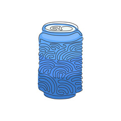 Single continuous line drawing soda in aluminum can. Soft drink to crave for refreshing feeling. Eliminate thirst. Swirl curl circle style. Dynamic one line draw graphic design vector illustration
