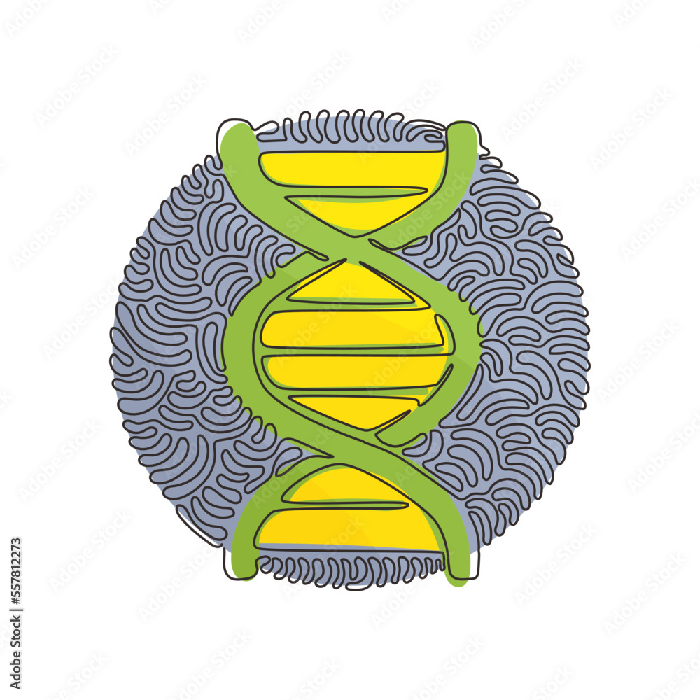 Poster single one line drawing dna icons. life gene model bio code genetics molecule medical symbols. struc