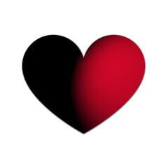 Heart design icon half red and half black
