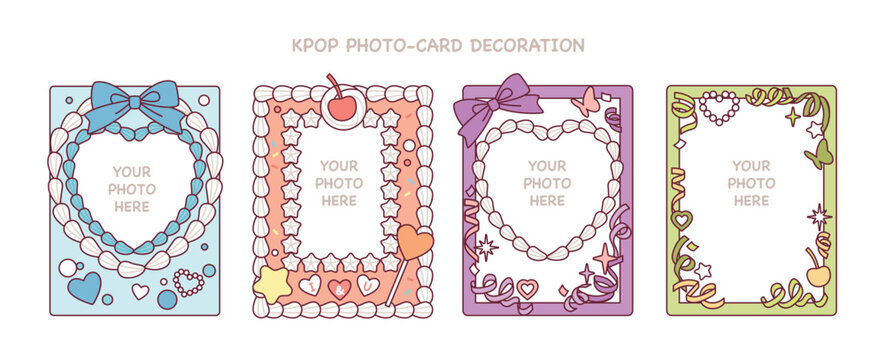 A cutely decorated photo card frame. A template for your photo.