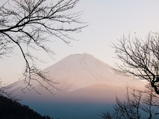 Beautiful Mount Fuji scenery at sunset