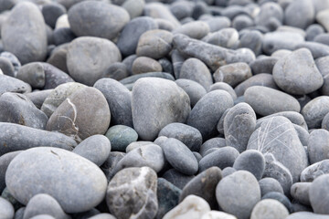 Rocky coastline. in Camogli, a fishing village and resort close to the peninsula of Portofino, in the Riviera di Levante, Genoa Liguria Italy. Tropical sea nature background.