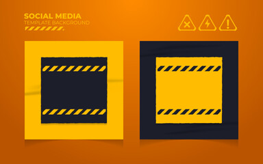 Social media post template background vector, editable post template social media banners with grunge warning system mark illustration