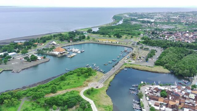 Aerial View of Boom Beach Banyuwangi, East Java, Indonesia, Asia