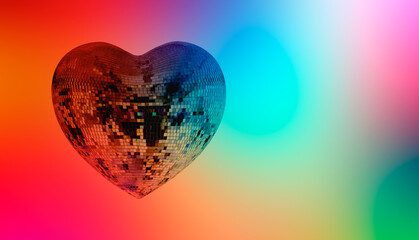 Heart shape Love symbol with Heart Shaped Disco Ball 