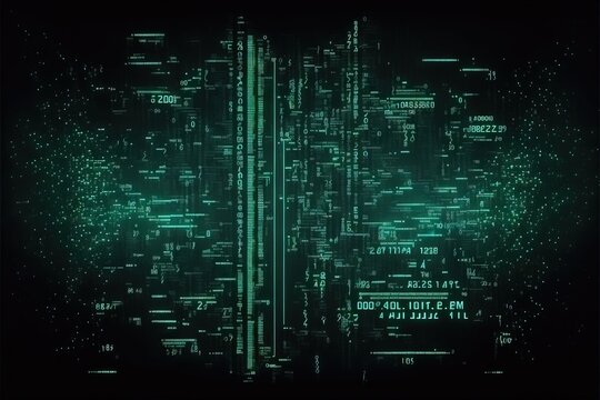  a dark green background with a lot of lines and dots on it. Generative AI