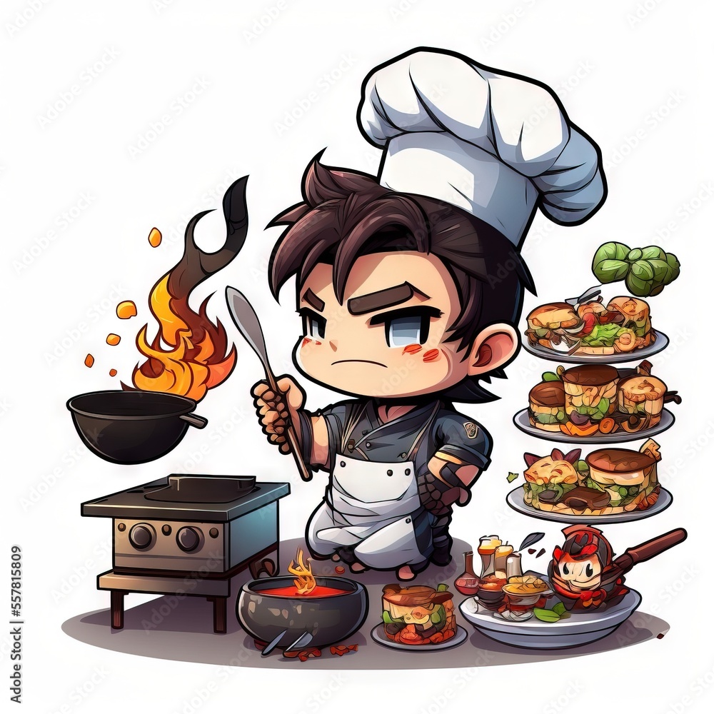 Poster chef with a frying pan generative ai