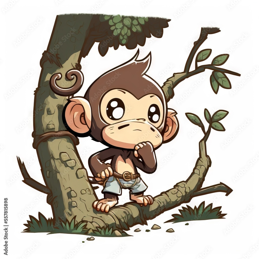 Poster a monkey sitting on a tree branch with its mouth open and a small bird perched on the branch of a tr