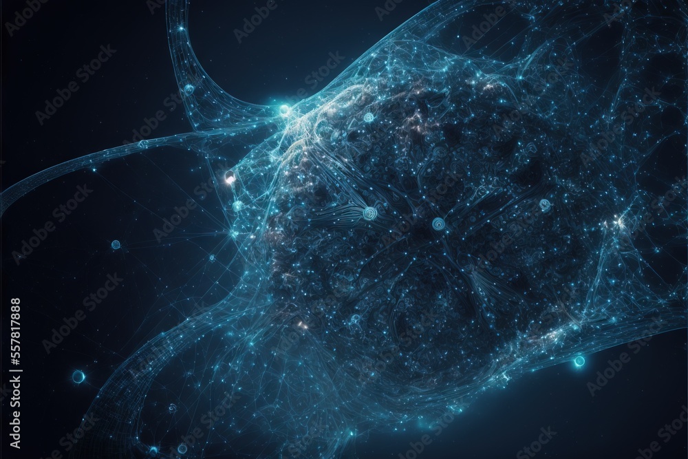 Poster an abstract image of a large object with many dots and lines on it's face and body. generative ai
