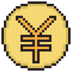 Obraz premium Yen coin icon pixel art. Vector illustration
