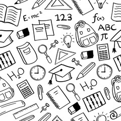 Hand Drawn School and Education seamless pattern