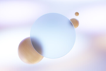 circle glass morphism abstract dreamy background, 3d rendering