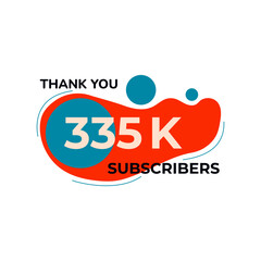 THANK YOU 335K FOLLOWERS CELEBRATION TEMPLATE RED COLOR DESIGN VECTOR GOOD FOR SOCIAL MEDIA, CARD , POSTER