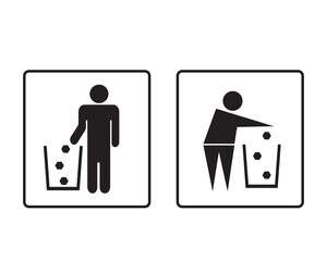 Flat icon man throw garbage in its place. Vector Illustration