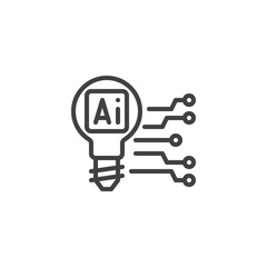AI, deep learning line icon