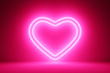 3d illustration realistic   neon heart sign for decoration and covering on wall background. 3D scene design. Suitable for Valentine's Day and Mother's Day.