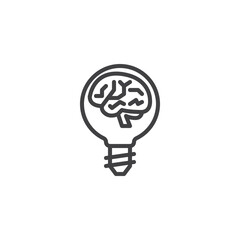 Lamp with brain line icon
