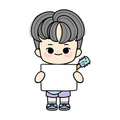 student with paper name tag