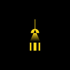 Lamp light combination with pencil. Logo design.