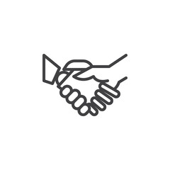 Robot and Human handshake line icon
