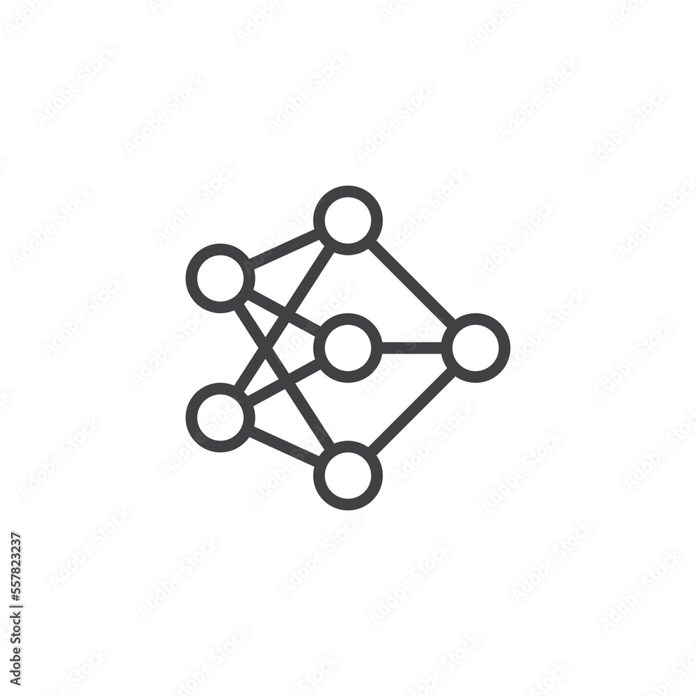 Poster neural network structure line icon