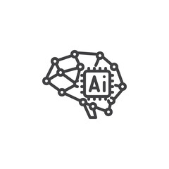 Artificial brain line icon