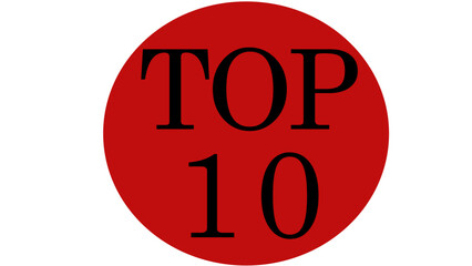 Top 10. Best ten list.  Winner tape award text title. 