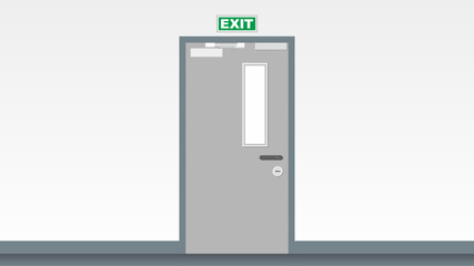 Exit door vector illustration. Safety facility for emergency escape.