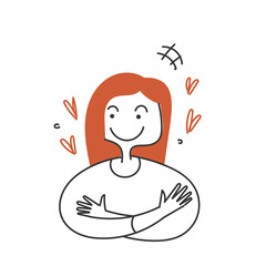 hand drawn doodle smile and hug character illustration vector